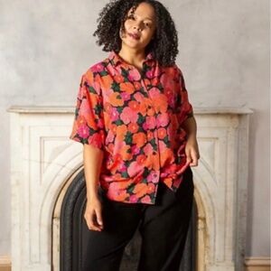 Mixed by Nasrin floral button down shirt